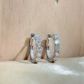wholesale S925 Sterling Silver Moissanite Earrings Hoop, Round Pavé Ear Clasp, Wholesale, Korean Style, Minimalist, Women's Elegant-0-2
