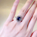 wholesale S925 Silver, Zhuo Zhifan New 6*9mm Simulated Blue Diamond Ring, Luxurious and Stylish European and American Hot-Selling Design-0-3
