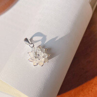 wholesale 990 Silver Sunflower Five-Petal Rotating Lotus Pendant for Women, Minimalist Design, Versatile Silver Jewelry-Pure Silver Lotus Single Pendant Pure Silver