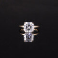 wholesale 18k Gold High-End 4-Carat Moissanite Asscher Cut with Certificate, Entirely in 9/10/14k Gold Ring Cross-Border-0-0