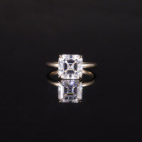 wholesale 18k Gold High-End 4-Carat Moissanite Asscher Cut with Certificate, Entirely in 9/10/14k Gold Ring Cross-Border-9k Gold 4 Carat Moissanite Ring  US Size 9