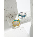 wholesale S925 Sterling Silver Irregular Design Enamel Effect Resin Craft Open Ring for Women-0-1