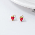 wholesale S925 Sterling Silver Fresh Sweet Ins Style Niche Design Minimalist Strawberry Stud Earrings M05972-0-4