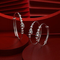wholesale S990 Pure Silver Year of the Rabbit Commemorative Silver Jewelry, Baby's Solid Silver Bracelet, Parent-Child Bracelet Jewelry for Wholesale-00661 Adult bracelet, approximately 17 grams &gt; S990 pure silver