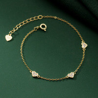 wholesale S925 Sterling Silver Gold-Plated Hollow-Out Polished Diamond-Embedded Heart Bracelet, Ins Simple and Versatile Women's Hand Accessory S6109-S925 Silver Bracelet 925 Silver