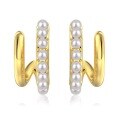 wholesale S925 Sterling Silver Cross-Border European and American Pearl-Studded Arc Geometric Zircon Elegant Stud Earrings for Women with Silver Needles-0-9