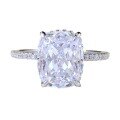 wholesale S925 Silver New High-Carbon Diamond Square White Diamond Ring for Women, Simple and Stylish European Design-0-4
