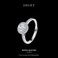 Silver Cross-Border New 50-Point Round Moissanite Open Adjustable Ring, Luxurious Wedding Band-0-4