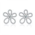 wholesale 925 sterling silver plated with 18K gold floral moissanite stud earrings for women, full moissanite diamond earrings, fashionable and elegant moissanite earrings-0-4
