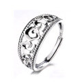 wholesale S925 Sterling Silver Retro Thai Silver Ethnic Style Totem Cloud Pattern Creative and Versatile Open Adjustable Ring for Women-0-4