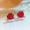 wholesale S925 sterling silver jewelry new 1ct pigeon blood red earrings with high-carbon diamonds,-0-1