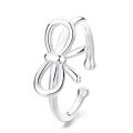 wholesale S925 Silver Fashionable Korean Japanese Cute Ins-style Bowknot Personalized Versatile Creative Design Open Adjustable Ring-0-4