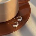 wholesale 925 Sterling Silver C-Shaped Matte Frosted Earrings for Women, New Trendy Minimalist Small Batch Design Ear Accessories-0-0