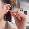 wholesale S925 Silver Fashion Korean Japanese Geometric Twist Fringe Chain Ins Minimalist Style Versatile Stud Ear Clips-0-3