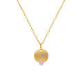 wholesale 18K gold jewelry vintage minimalist high-end small round disc with pink sapphire necklace wholesale manufacturers-0-4