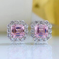 wholesale Metal material first, Zhuozhifan Jewelry new 2-carat pagoda-cut colored diamond earrings for women, simulated Asscher-cut yellow diamond and pink diamond-0-6