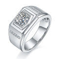 wholesale S925 Sterling Silver Simulated Diamond Men's Wide Band Moissanite Ring, Bold Moissanite Ring, Factory Direct Supply-0-1
