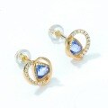 wholesale 925 Sterling Silver New European and American Fashion Trendy Heart-Shaped Synthetic Blue Crystal Earrings Women's Ins Style Earrings Wholesale-0-3