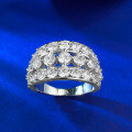 wholesale S925 Sterling Silver Row of Diamonds Zircon Line High-end Luxury Ring for Women-0-2