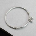 wholesale 999 Silver Coiled Tail Smooth Bangle with Bell, Women's Fortune Halo Minimalist Luxury Bracelet, Versatile Hand Accessory-0-0