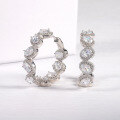 wholesale S925 Sterling Silver European and American Style Cross-Border Light Luxury Internet-Fashionable Earrings with Zirconia Circular Hoop Design-0-4