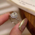 S925 Sterling Silver Crown Oval Moissanite Women's Two-Carat Ring with Adjustable Band-0-2
