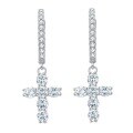 wholesale Metal material, jewelry new collection high-end diamond-encrusted cross earrings, lightweight luxury style, elegant and minimalist ear accessories-0-4