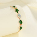 wholesale S925 Sterling Silver Moissanite Leaf Bracelet, Niche Fashion Versatile Women's High-end Sense Jewelry Wholesale-0-2