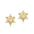 wholesale S925 Metal Retro Hexagram Opal Stud Earrings Women's Fashion Versatile Earrings Wholesale from Manufacturer-0-5