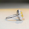 wholesale 925 Sterling Silver Women's High-End Full Square Radiant Cut Yellow Diamond Ring Cross-Border Live Streaming Hit-0-2