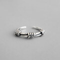 wholesale S925 Sterling Silver Korean Style Fashionable Vintage Distressed Thai Silver Knot Open Ring-0-0