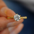 S925 Silver 65mm Round 1ct Moissanite Six-Prong Ring for Women-0-2