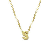wholesale Metal 925 Silver Plain 26 Letters Pendant Necklace, Ins Luxury Hot-selling Choker-Gold-S 925 Silver