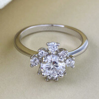 wholesale 925 Silver Zhu Zhifan Jewelry New 55mm Prong-Set High Carbon Diamond Halo Ring with Premium Fashion Feel-R1340 White Diamond Ring Size 6