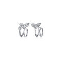 wholesale S925 silver Korean-style diamond-inlaid whale tail double-layer earrings for one ear piercing G7499-0-4