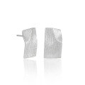 wholesale S925 pure silver 325 stripe brushed paper earrings for women, irregular, small and unique, minimalist style, elegant silver earrings-0-0