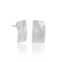 wholesale S925 pure silver 325 stripe brushed paper earrings for women, irregular, small and unique, minimalist style, elegant silver earrings-Silver [with sterling silver ear plug]