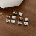 wholesale 3D Hard Silver Vintage Style Patterned Round Tube Accessories DIY Bracelet Matching Beads for Men's Bracelet Trendy-0-1