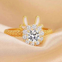 wholesale Metal material, rotating dragon-shaped zircon open ring, small and exquisite, sweet temperament, advanced sense, Chinese zodiac dragon earrings-xb1430-gold