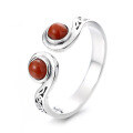 wholesale S925 Sterling Silver Vintage Antique Sun Wukong Headband Style Open Ring with Inlaid Southern Red Agate for Women-0-4