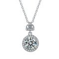 S925 Silver Moissanite Classic Crown Pendant Necklace-0-3