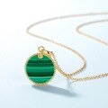 wholesale S925 Sterling Silver New Minimalist Trendy Geometric Circular Malachite Pendant Necklace Ins Style for Dropshipping-0-4