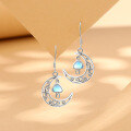 wholesale S925 Sterling Silver Bohemian Moonstone Mushroom Moon Cut-Out Earrings for Women, Cross-Border New Fashion-0-0