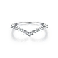 wholesale S925 Sterling Silver Hot-selling Jewelry Pan Ring for Women, Minimalist and Fashionable Row of Micro-set Zirconia Index Finger Ring, Same Style as Big Brands-Platinum US size 5#