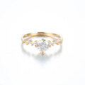 Champagne Gold Plated Sterling Silver Moissanite Six-Prong Crown Ring-0-3
