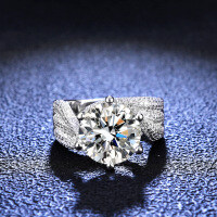 18k Gold-Plated S925 Silver 5ct Moissanite D Color Luxury Ring Jewelry-5 carats (set with D color moissanite)  14 yards