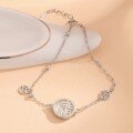 wholesale 925 Sterling Silver Fu Pendant White Shell Coin Bracelet for Women, Chinese Style Fu Character National Trend Ins Niche Luxury Design Bangle-0-2