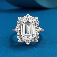 wholesale 925 Sterling Silver Zhuo Zhifang Jewelry Rectangular Cushion-Cut Flat-Edge 6-Carat High-Carbon Diamond Luxurious Halo Setting European & American Diamond Ring-R246 White 8