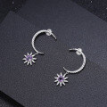 wholesale S925 Silver French Romantic and Light Luxury Designer Earrings Set with Natural Amethyst Gemstone Ear Studs and Drops-0-3