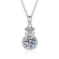 S925 Sterling Silver Cross-Border Moissanite 1ct D Color Wish Bottle Pendant Necklace Wholesale-6.5mm high-carbon stone  925 silver